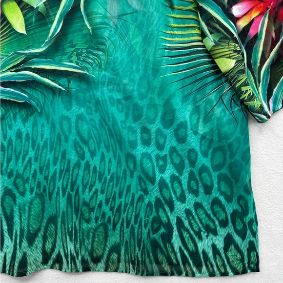 Chico’s Women’s 3 (16/18) Beaded Sequins Tropical Semi Sheer Tunic Top - Picture 5 of 10